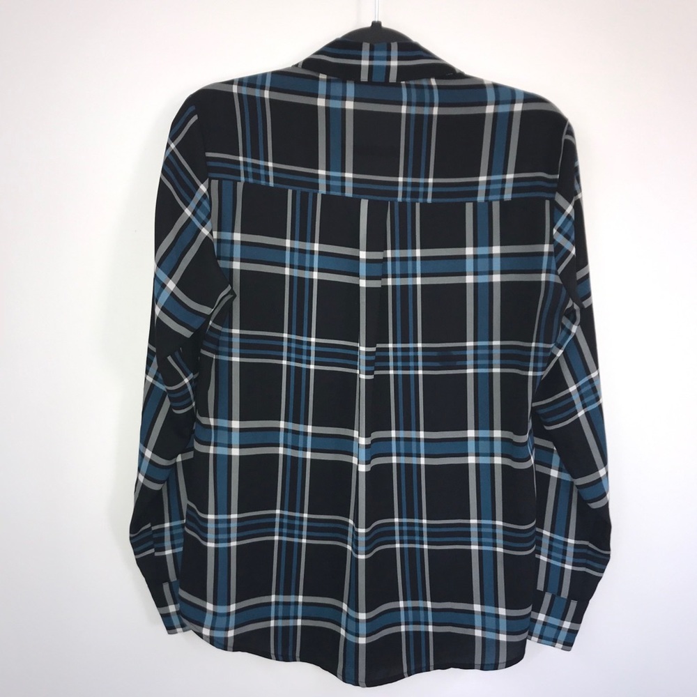 Express The Portofino Shirt Blue Black Plaid - Picture 7 of 10